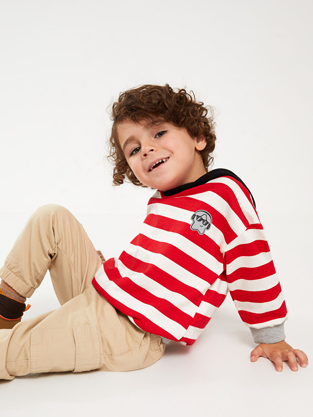 Hooded Long Sleeve Striped Baby Boy Sweatshirt