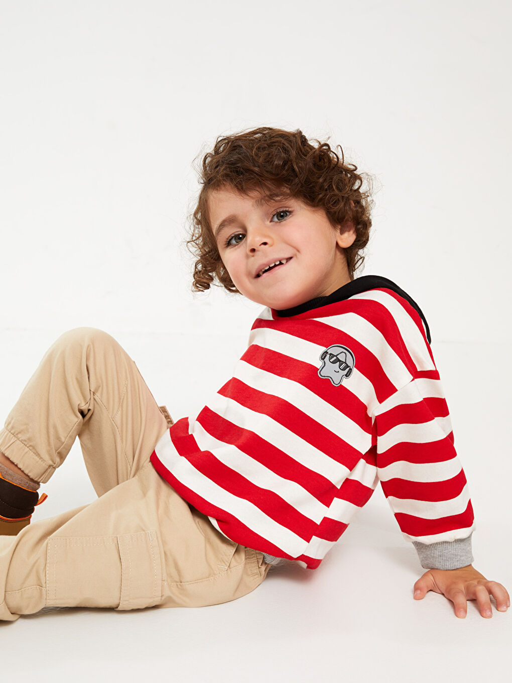 Hooded Long Sleeve Striped Baby Boy Sweatshirt-1