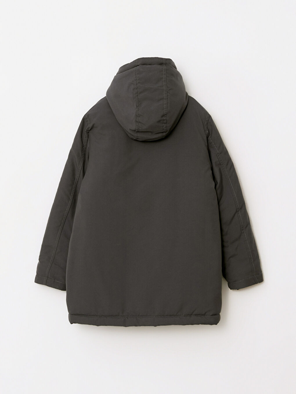 Gri Kapüşonlu Baskılı Erkek Çocuk Mont-2