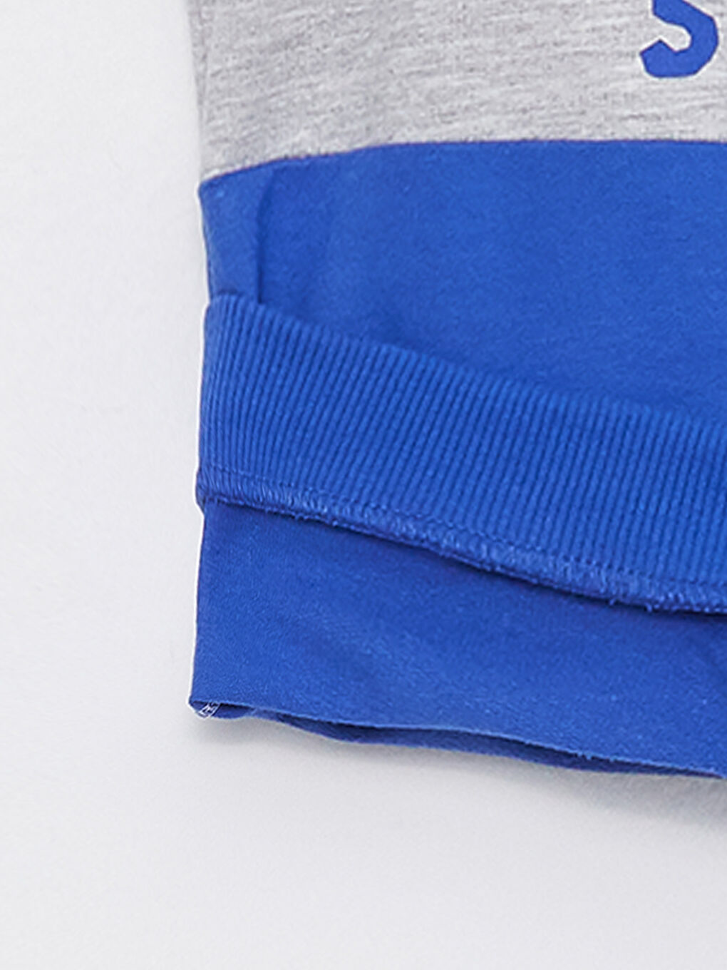 Mavi Kapüşonlu Uzun Kollu Baskılı Erkek Bebek Sweatshirt-2