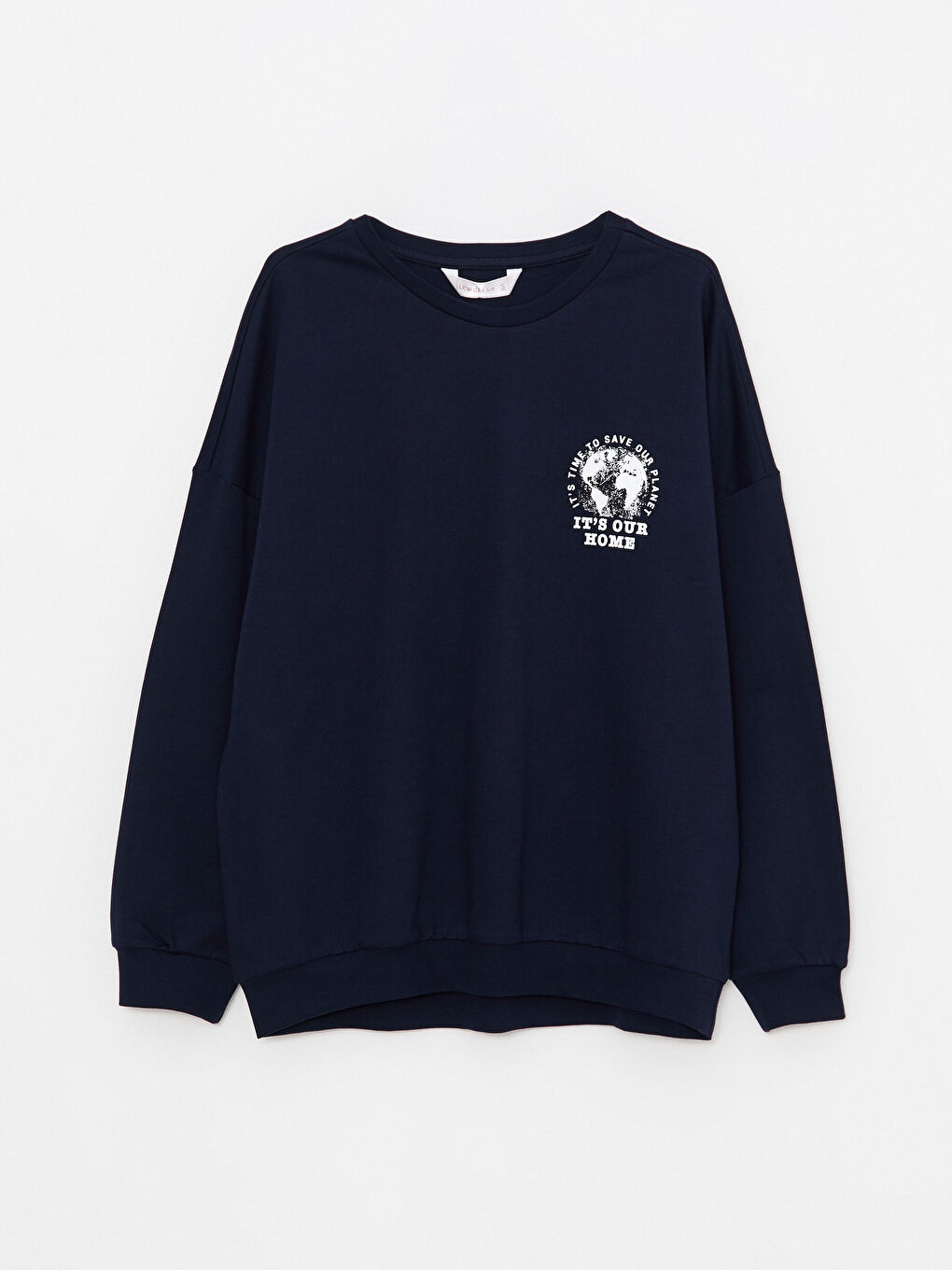 طقم بيجامة كم طويل ياقة دائرية مطبوع قطن للسيدات-6