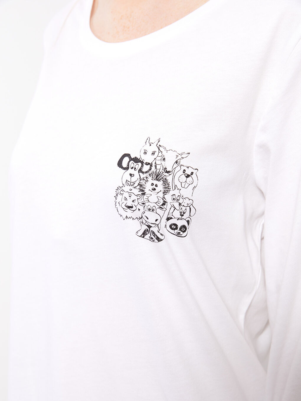 Crew Neck Printed Long Sleeve Cotton Women's Pajama Set-4