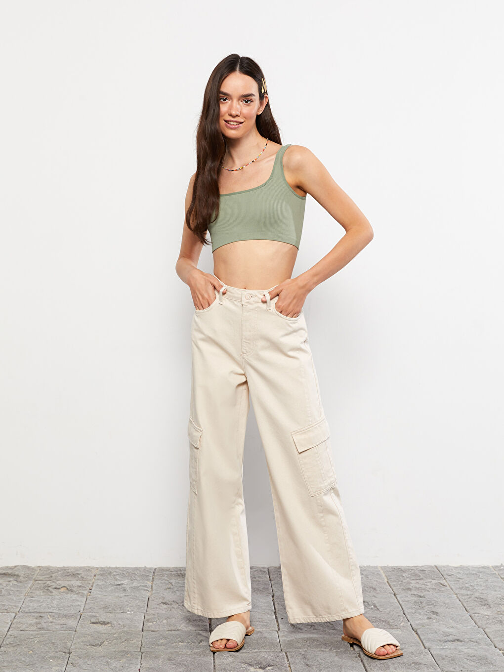 Standard Fit Regular Pocket Detailed Women's Denim Trousers -W2ES57Z8-CR8