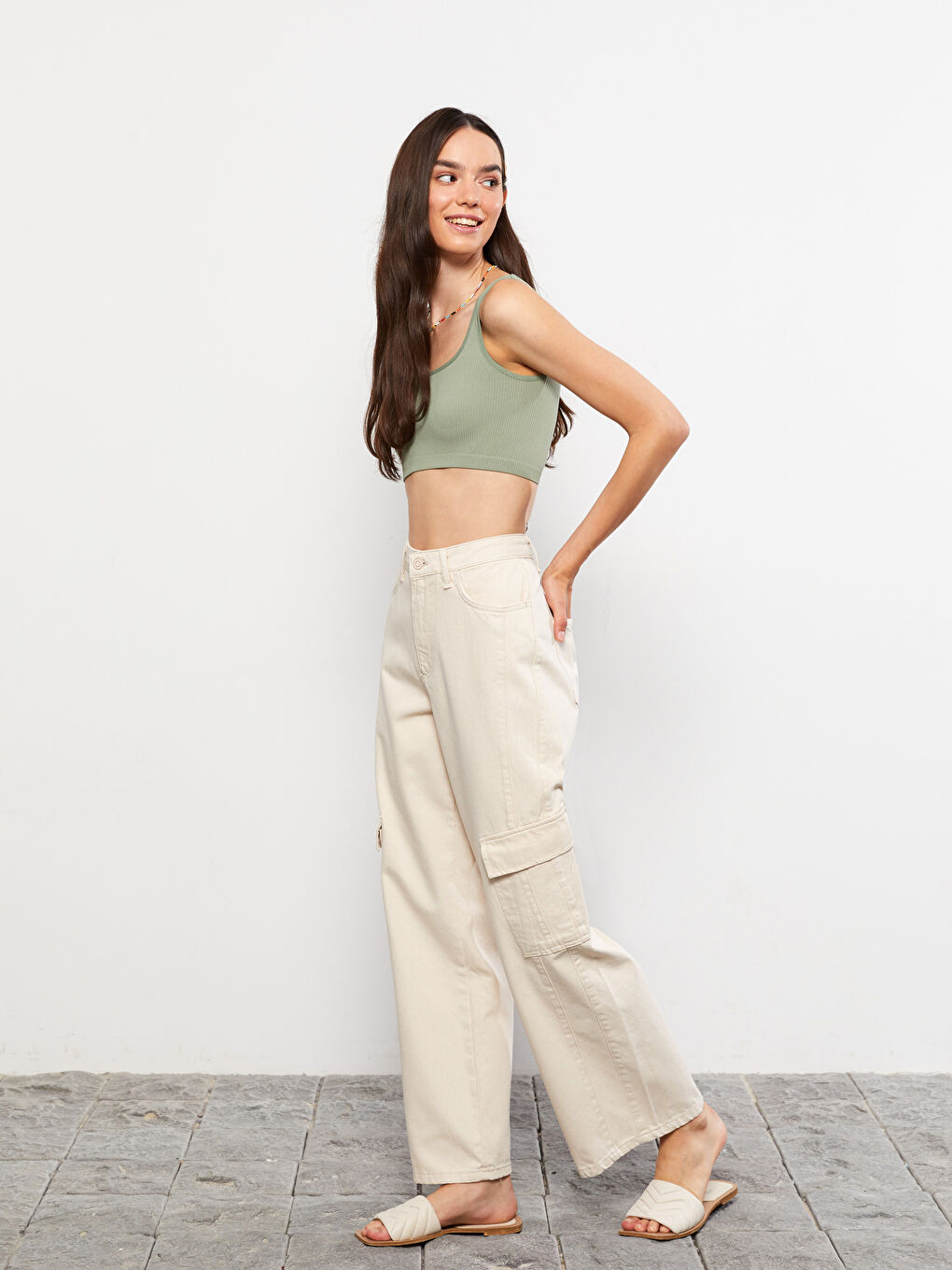Standard Fit Regular Pocket Detailed Women's Denim Trousers -W2ES57Z8-CR8