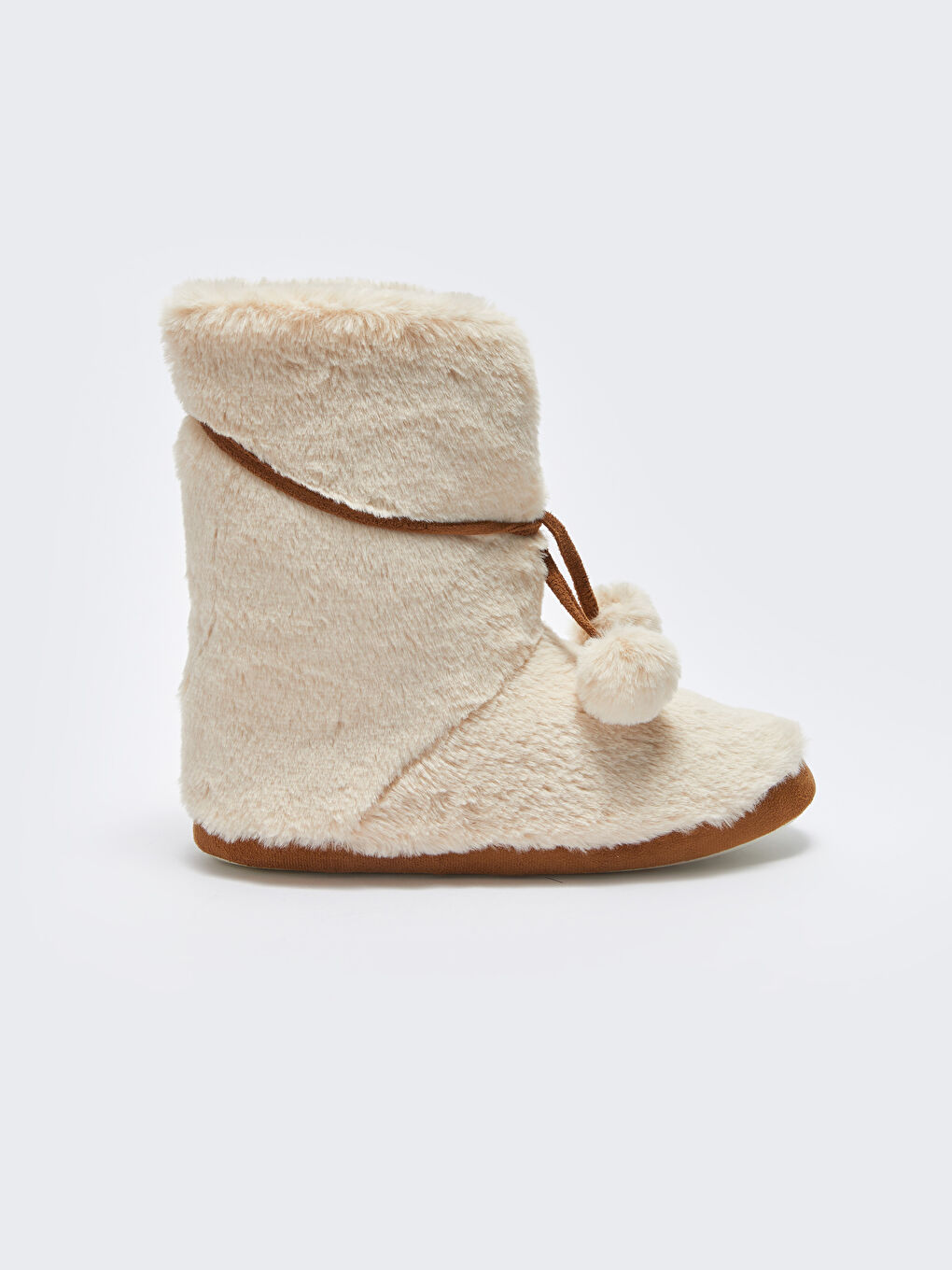 Pompom Detailed Plush Women's House Boots-1