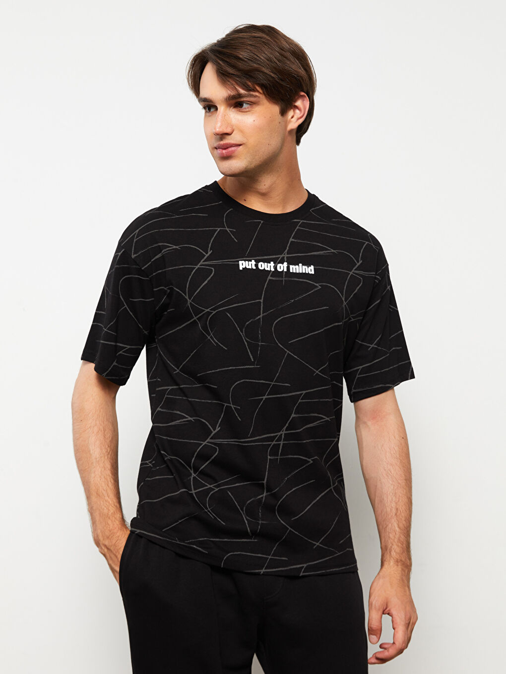 Crew Neck Short Sleeve Printed Combed Cotton Men's T-shirt-1