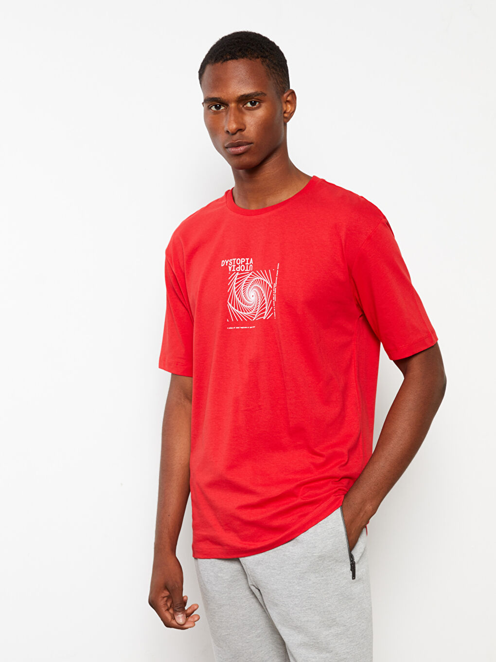 XSIDE Oversize Rundhalsausschnitt Kurzarm Bedrucktes Jersey Herren T-Shirt -W2ES62Z8-GZL