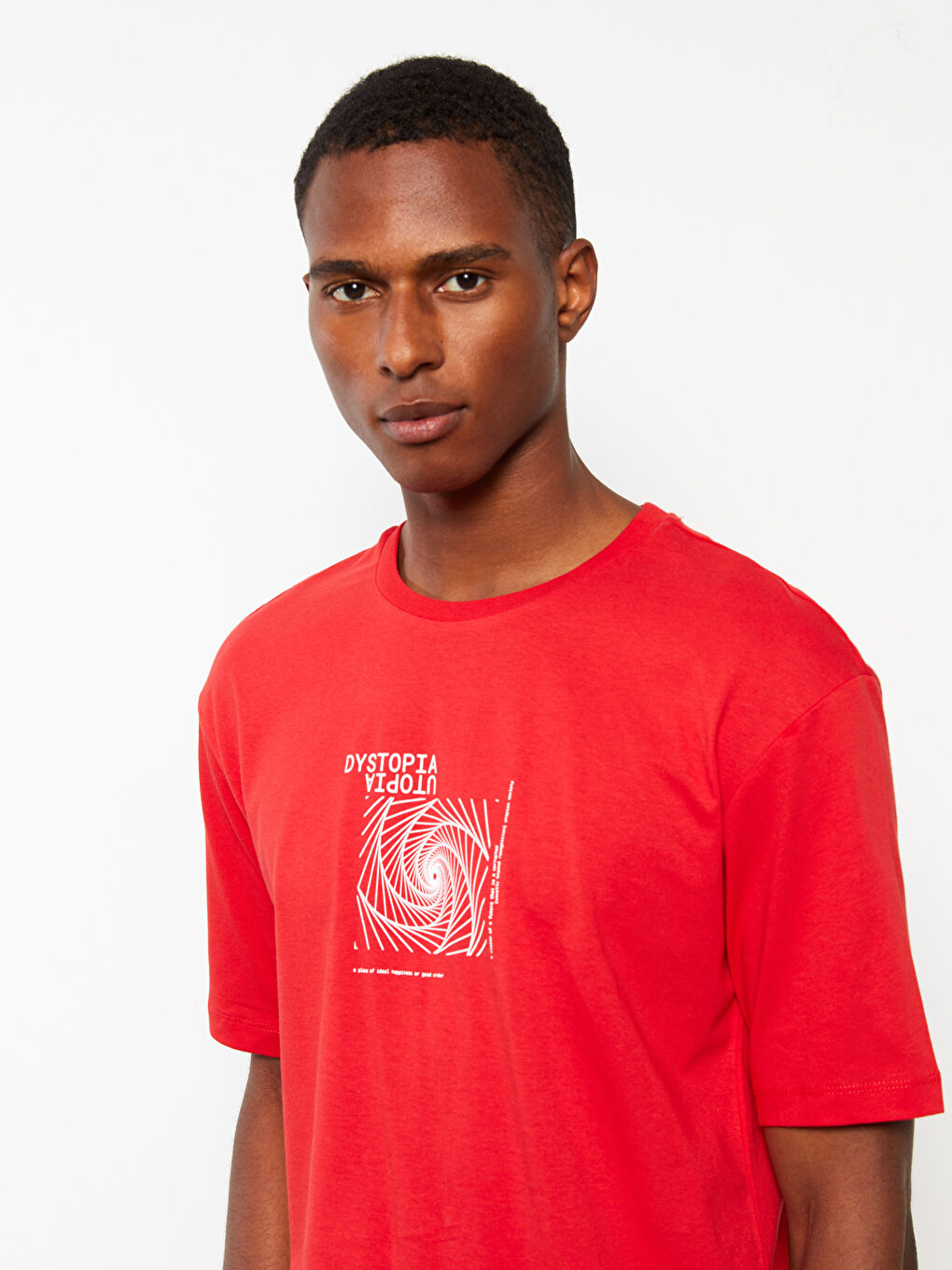 XSIDE Oversize Rundhalsausschnitt Kurzarm Bedrucktes Jersey Herren T-Shirt -W2ES62Z8-GZL