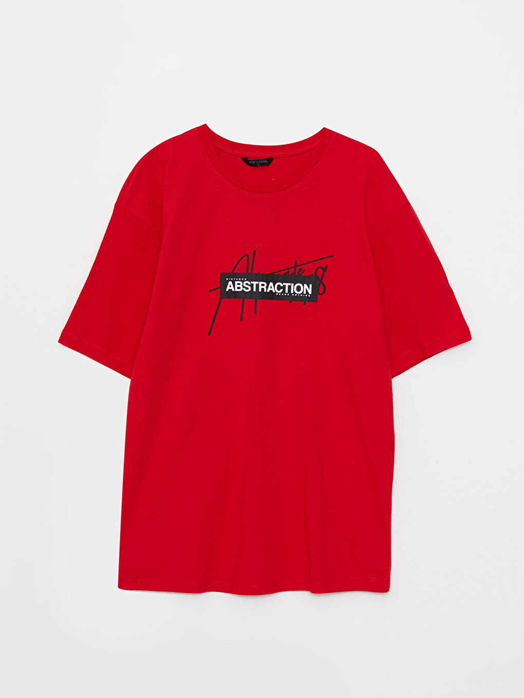 Kırmızı Bisiklet Yaka Kısa Kollu Baskılı Penye Erkek Tişört-5