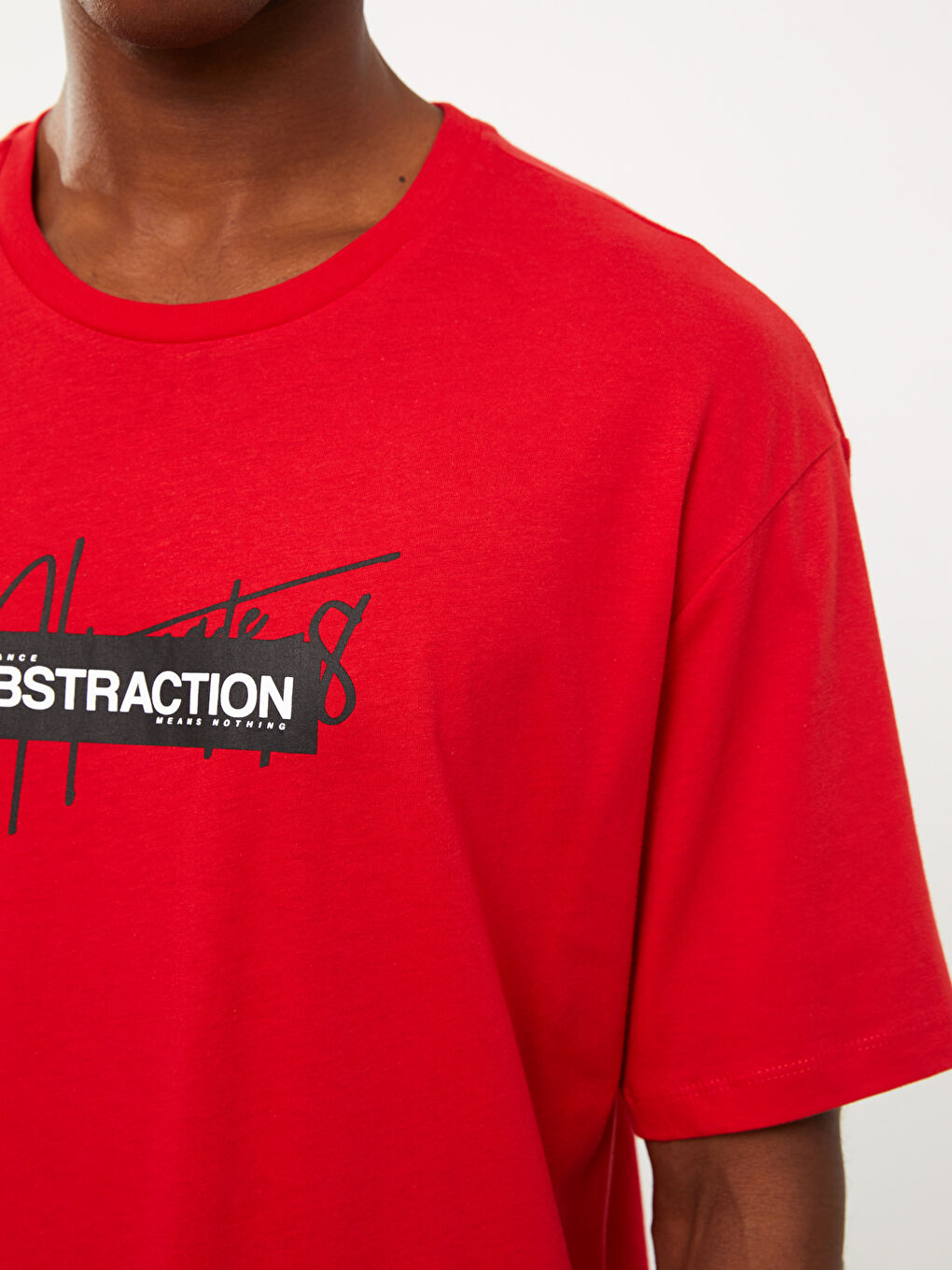 Kırmızı Bisiklet Yaka Kısa Kollu Baskılı Penye Erkek Tişört-3