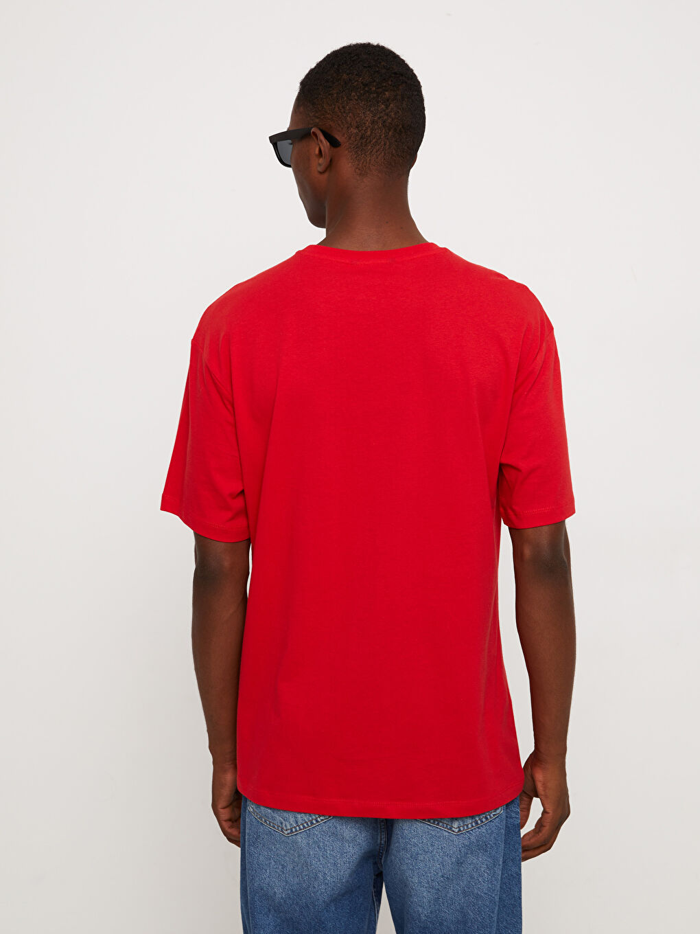 Kırmızı Bisiklet Yaka Kısa Kollu Baskılı Penye Erkek Tişört-4