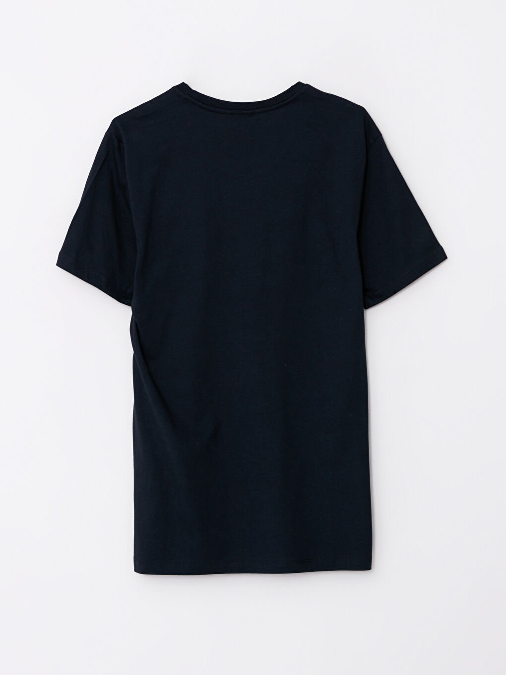 Lacivert Bisiklet Yaka Kısa Kollu Baskılı Penye Erkek Tişört-6