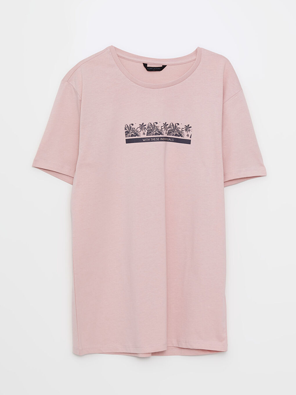 Pembe Bisiklet Yaka Kısa Kollu Baskılı Penye Erkek Tişört-5