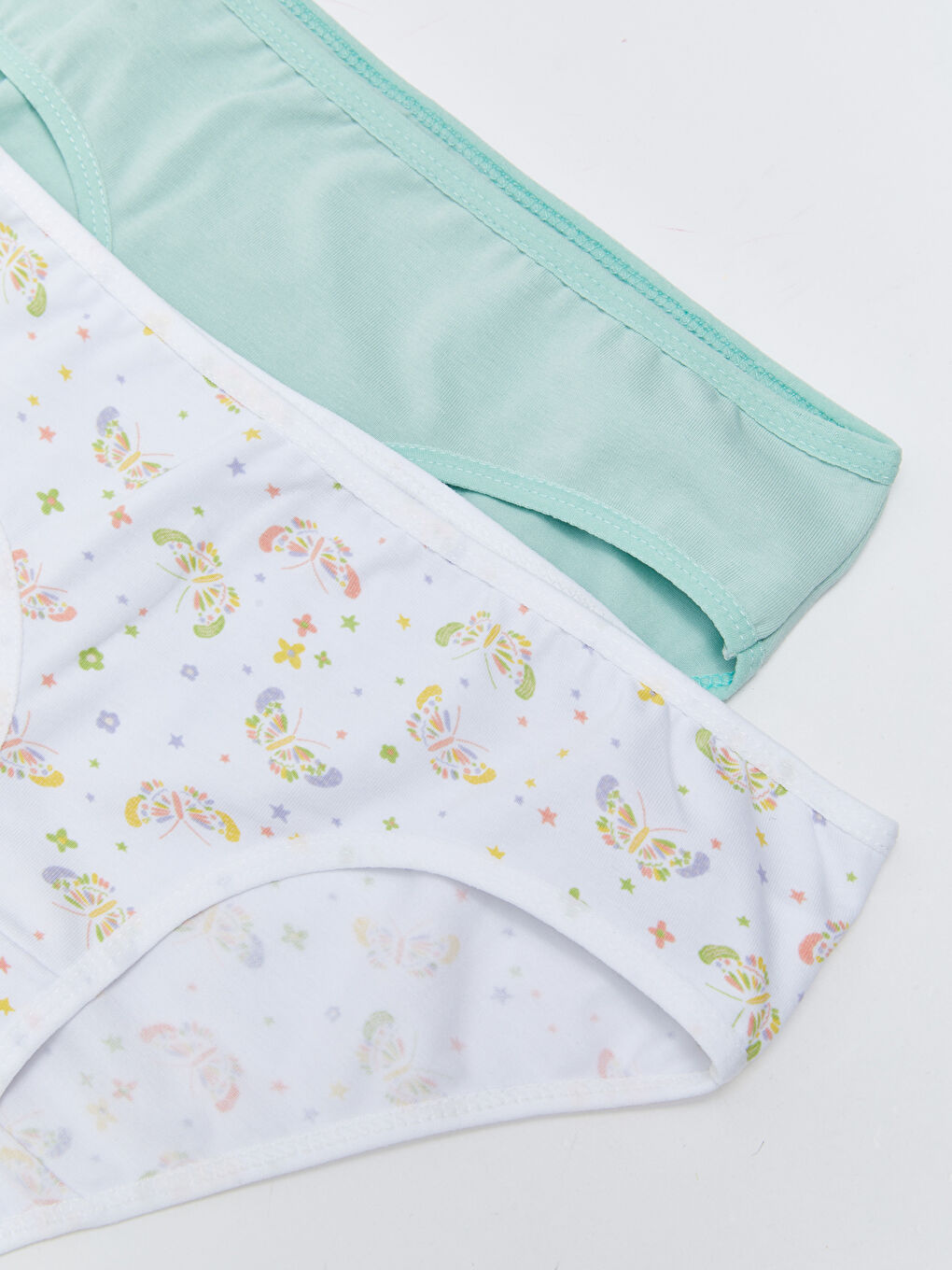 Beyaz Baskılı Pamuklu Kız Çocuk Külot 2'li-1