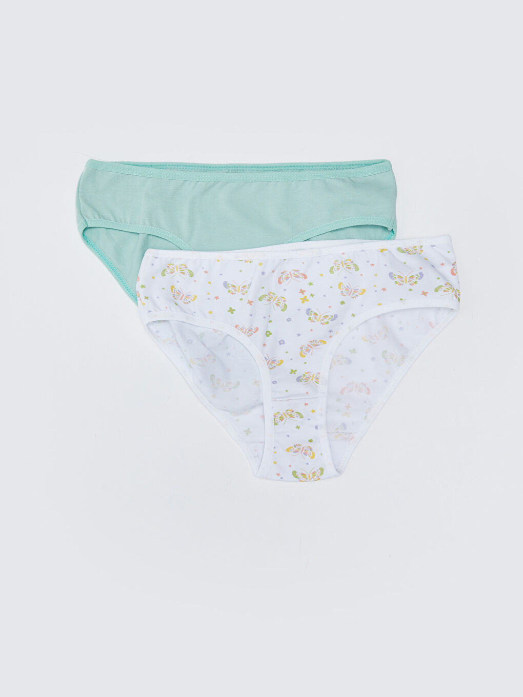 Beyaz Baskılı Pamuklu Kız Çocuk Külot 2'li