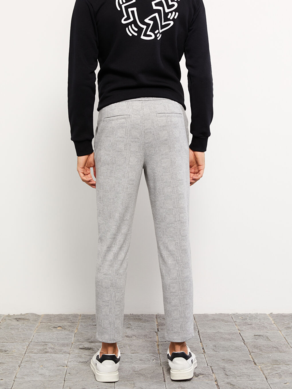 Gri Standart Kalıp Ekose Erkek Pantolon-6