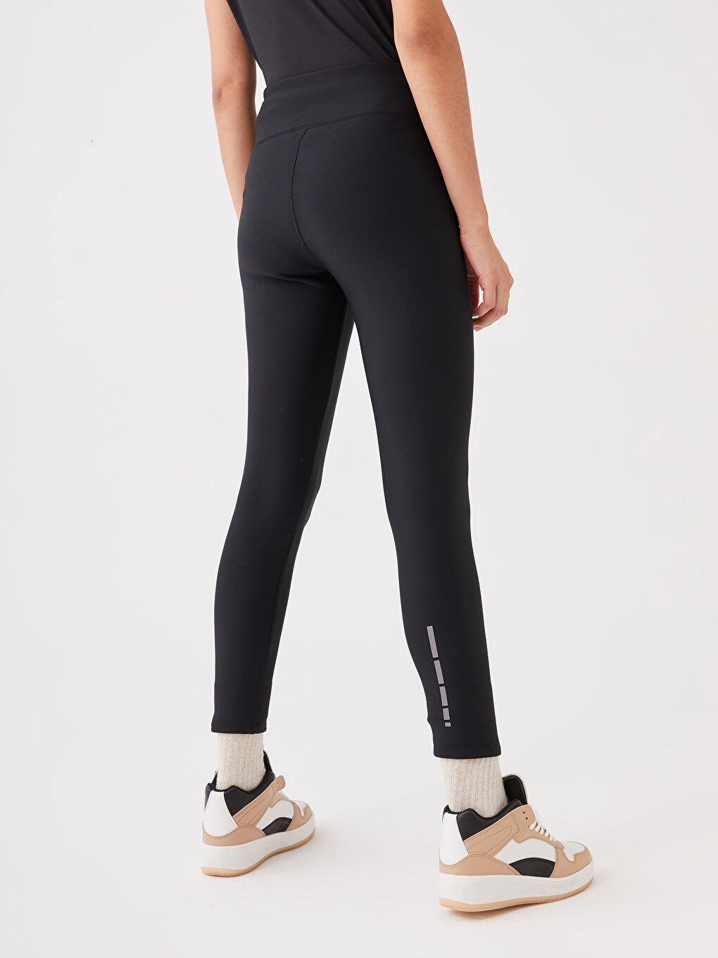 Siyah Beli Lastikli Baskılı İçi Polarlı Kadın Tayt-3