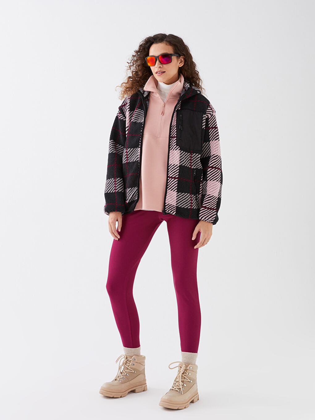 Women's Elastic Waist Printed Fleece Fleece Leggings -W2ET34Z8-HLE
