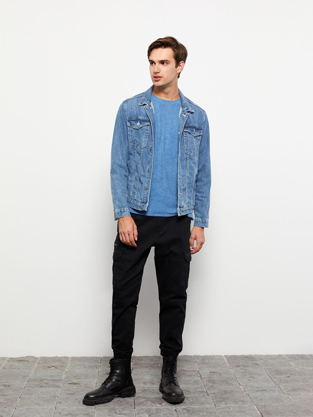 Siyah Standart Kalıp Erkek Jogger Pantolon-1