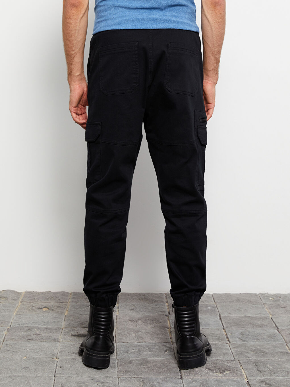 Siyah Standart Kalıp Erkek Jogger Pantolon-3