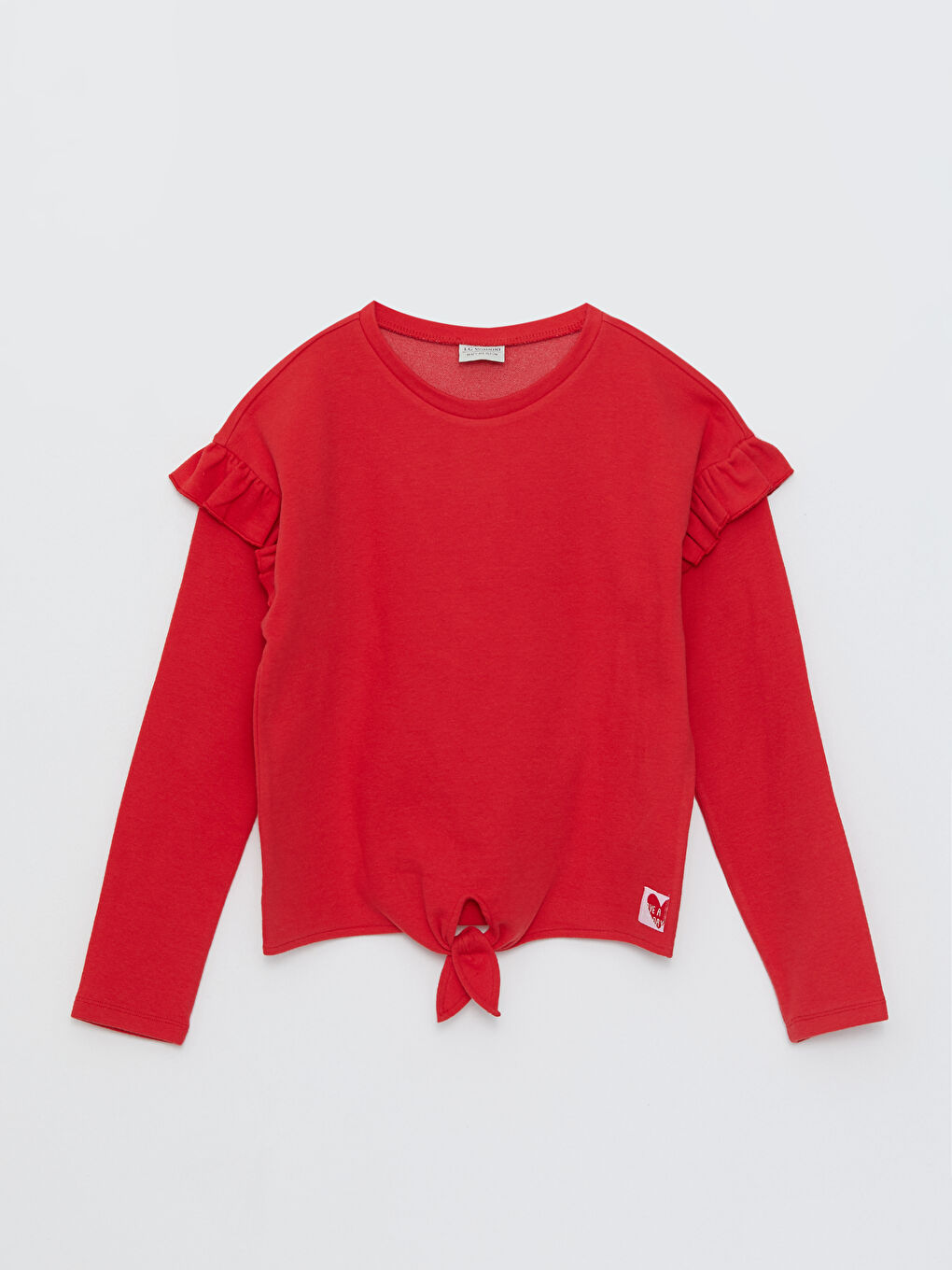 Kırmızı Bisiklet Yaka Basic Uzun Kollu Kız Çocuk Tişört