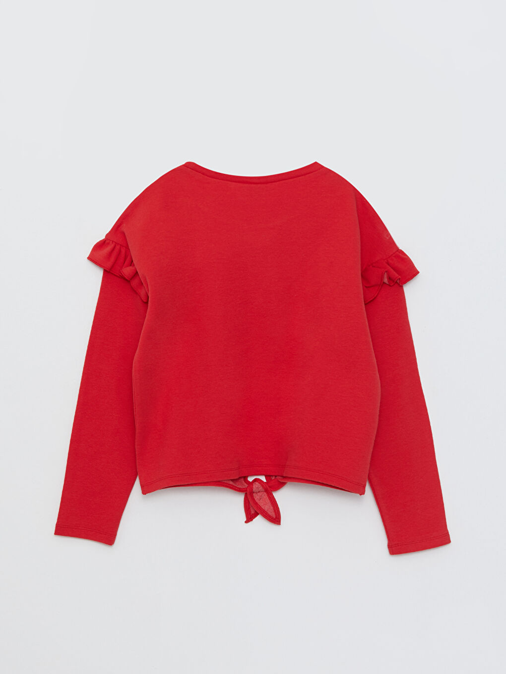 Kırmızı Bisiklet Yaka Basic Uzun Kollu Kız Çocuk Tişört-1