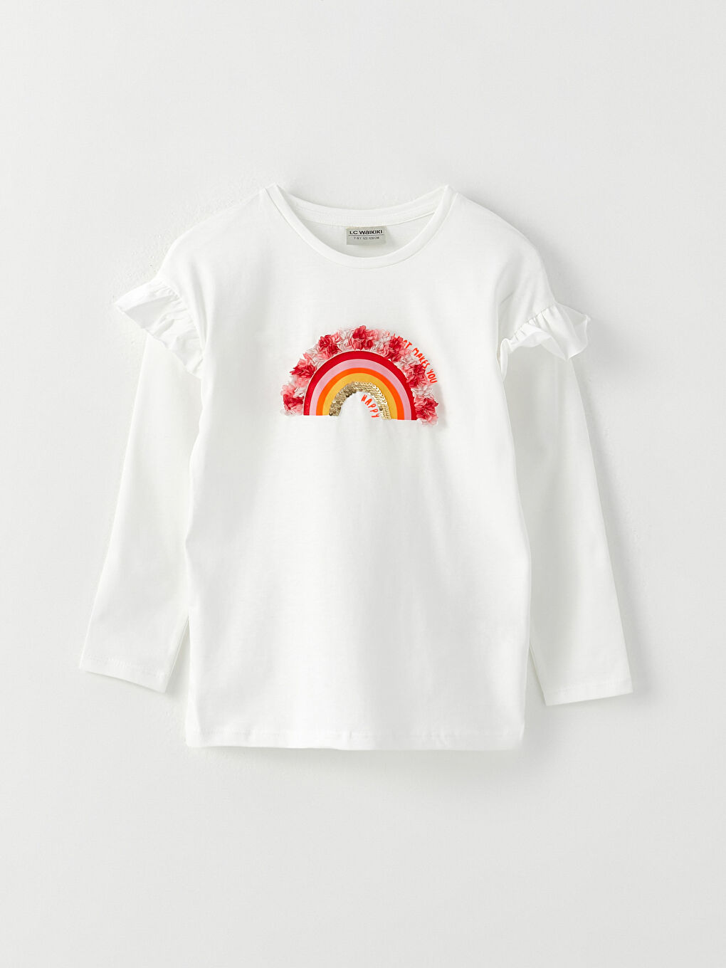 Crew Neck Printed Long Sleeve Girls' T-Shirt