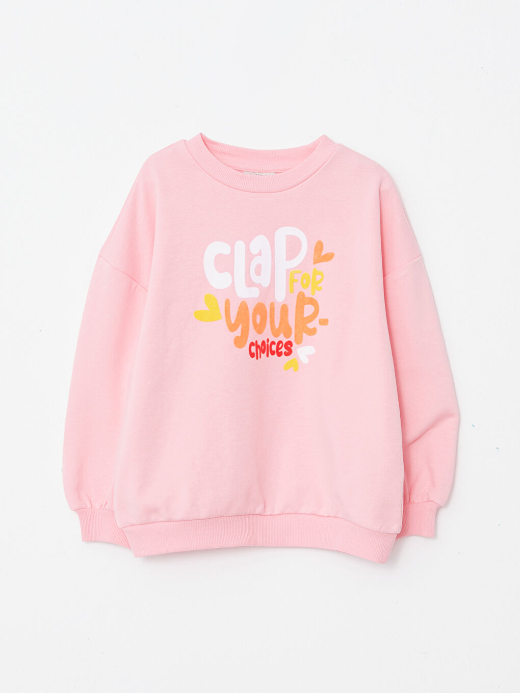 Crew Neck Printed Long Sleeve Girls' Sweatshirt