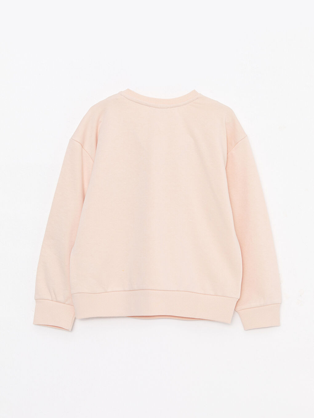 Pembe Bisiklet Yaka Nakışlı Uzun Kollu Kız Çocuk Sweatshirt-1