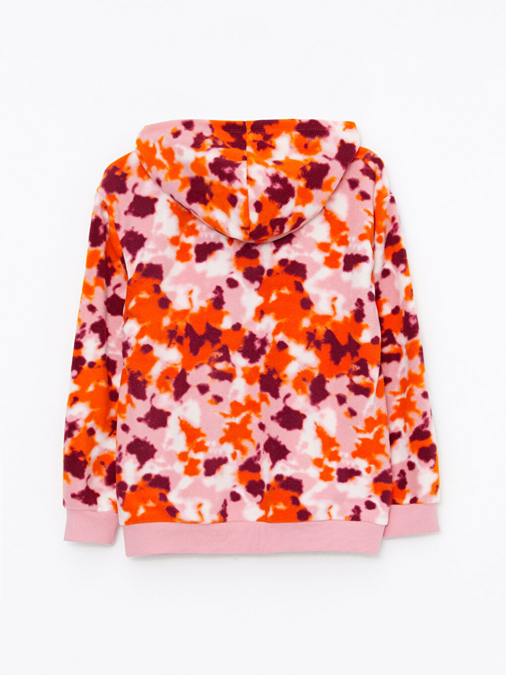 Капюшонды принтті ұзын жеңді полар қыз свитшоты-1