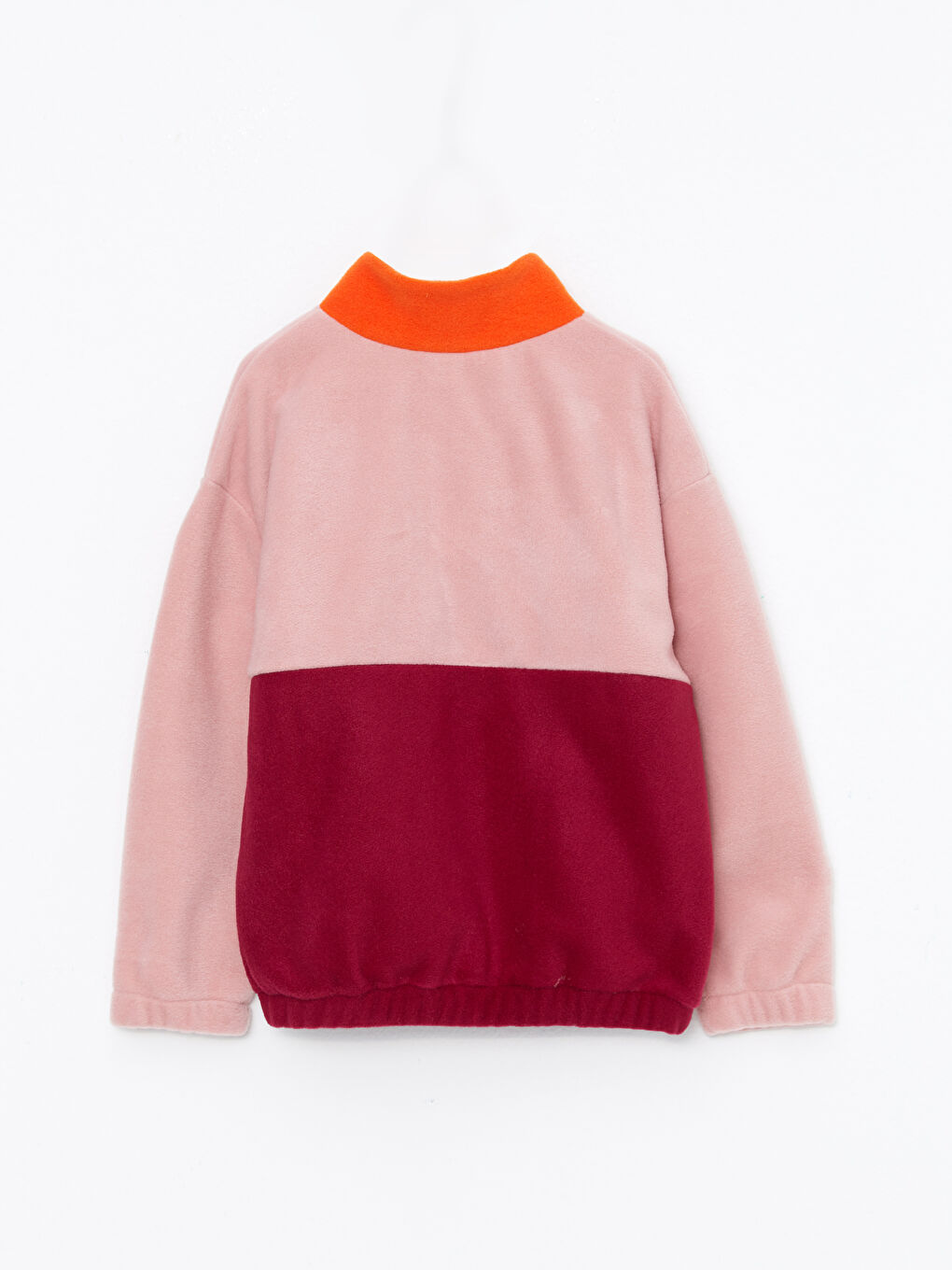 Turtle Neck Long Sleeve Fleece Girl Sweatshirt with Color Block-3
