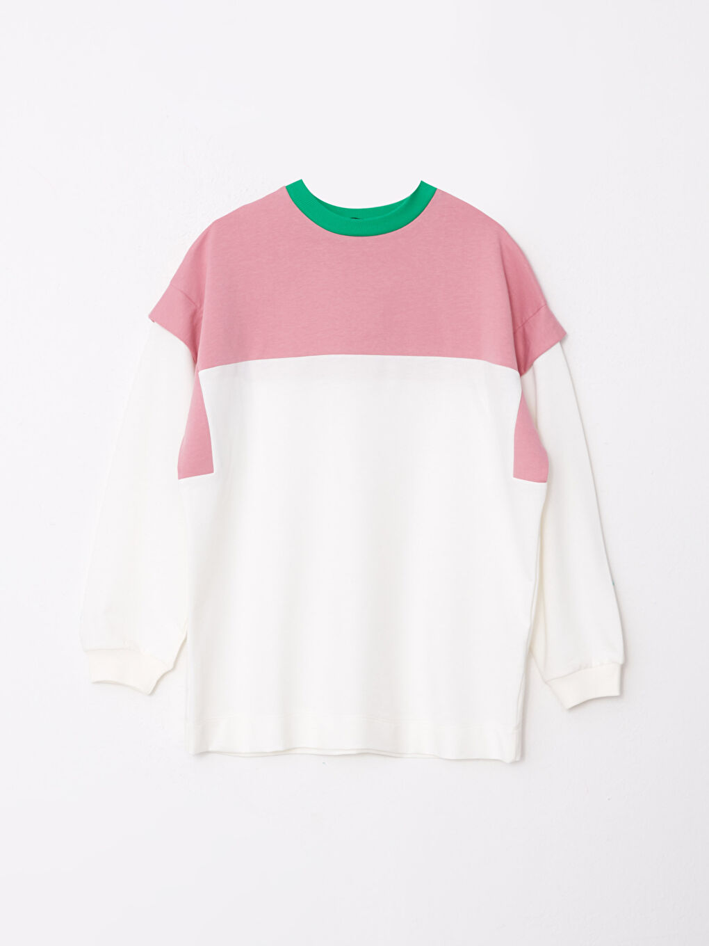 Crew Neck Color Block Long Sleeve Oversize Women's Sweatshirt Tunic-5