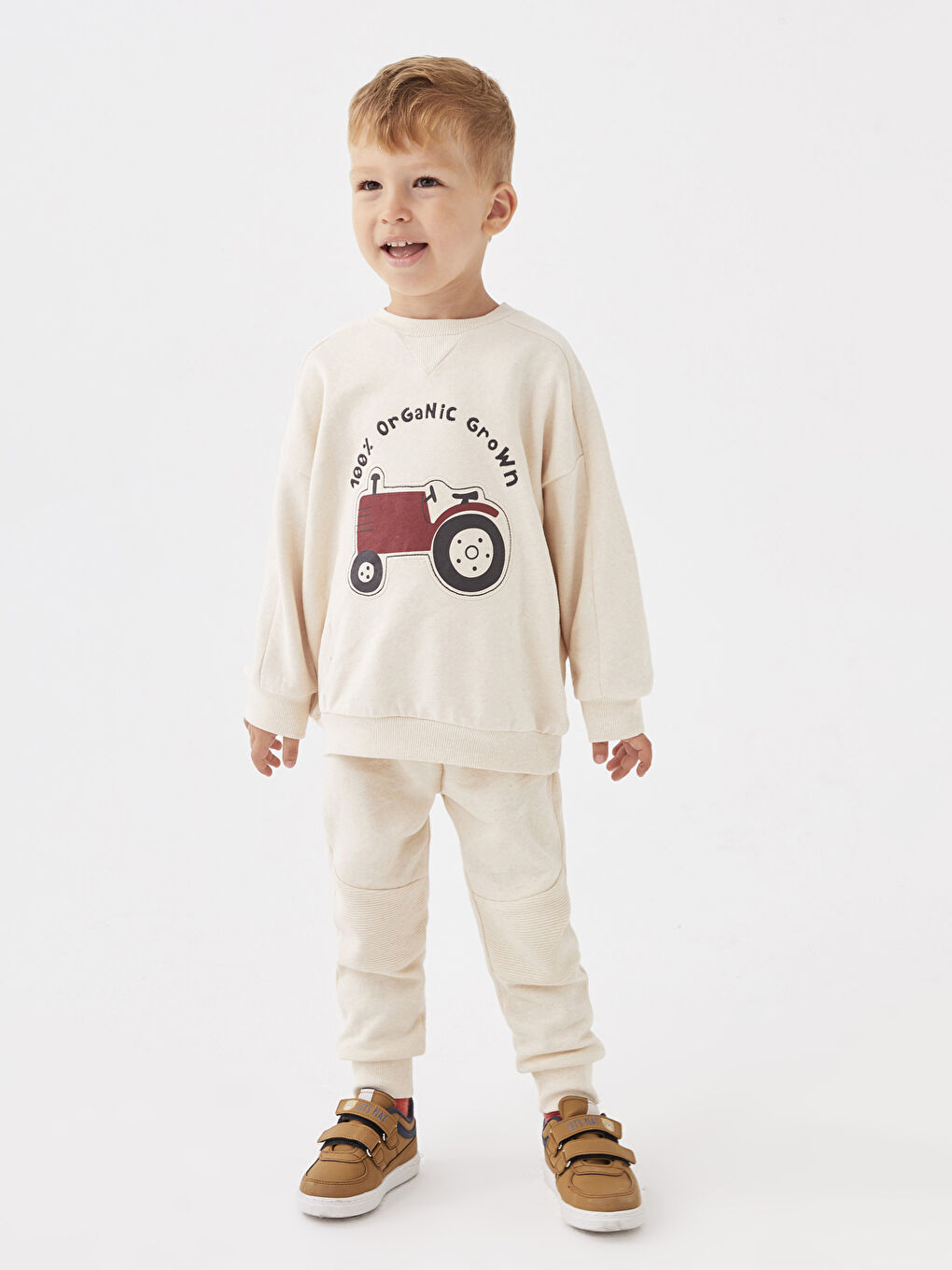 LCW baby Bej Bisiklet Yaka Uzun Kollu Baskılı Erkek Bebek Sweatshirt - 1