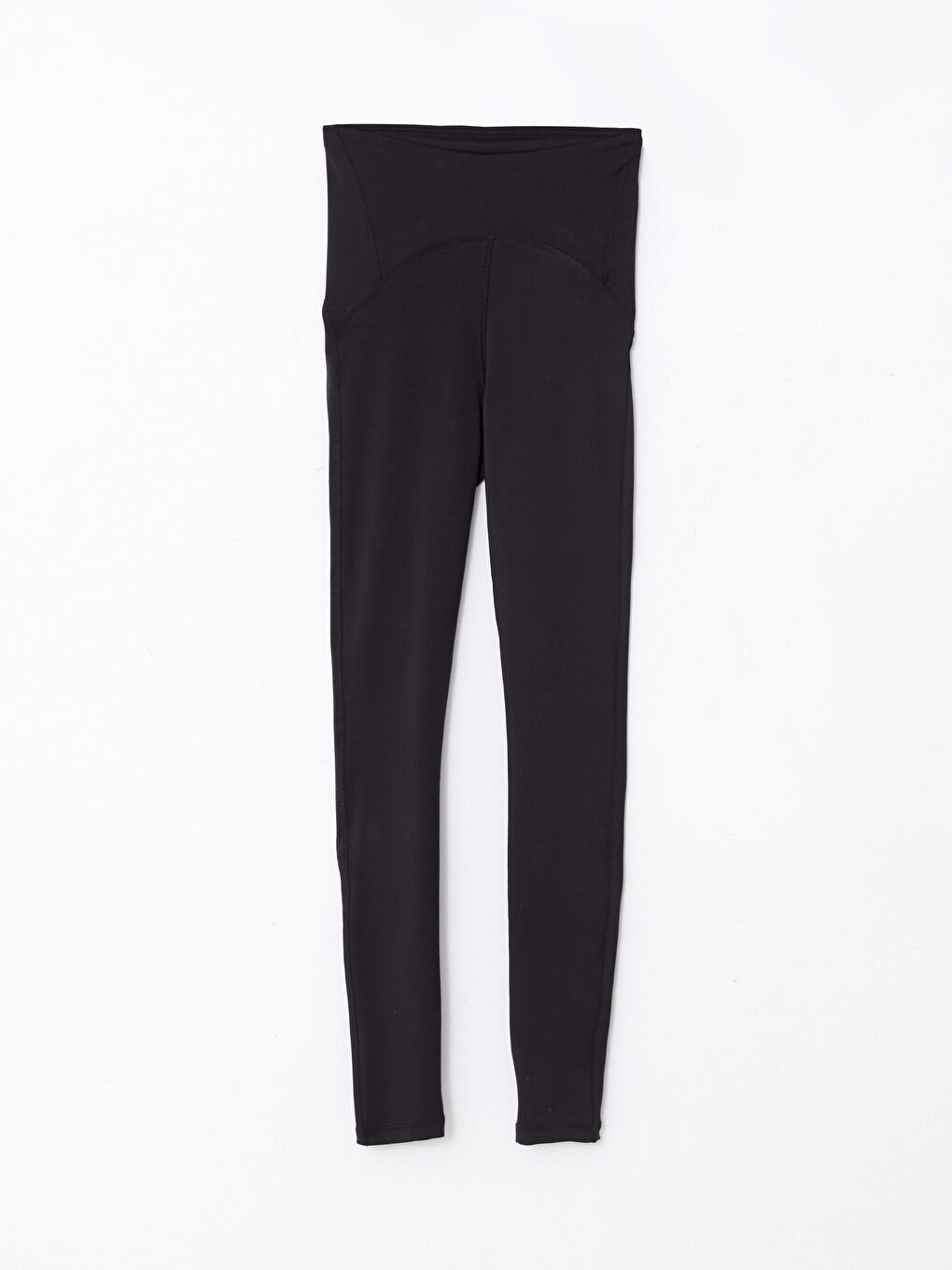 Siyah Kadın Yüksek Bel Düz Tayt-5