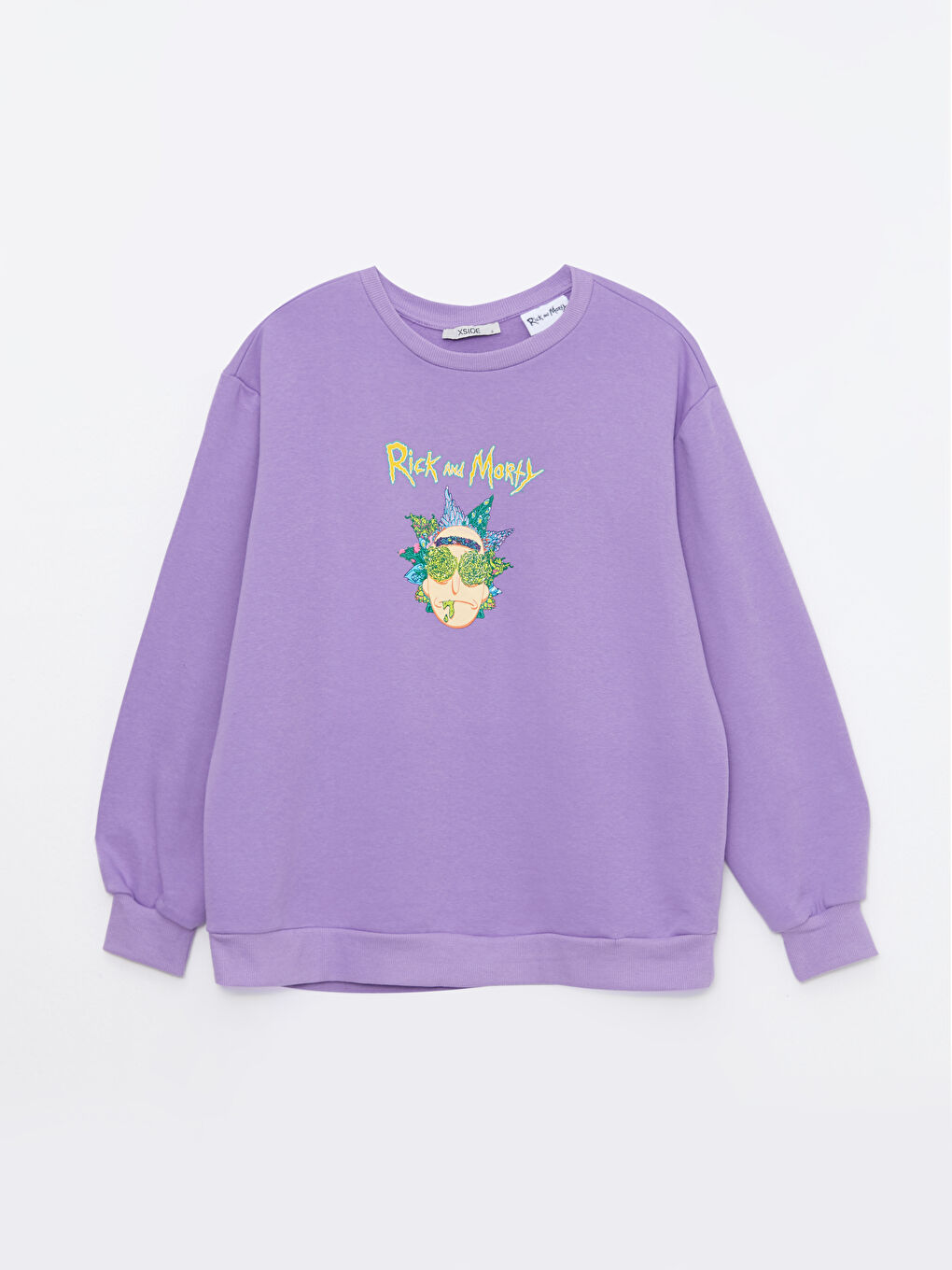 XSIDE Lila Bisiklet Yaka Rick and Morty Baskılı Uzun Kollu Kadın Sweatshirt - 5