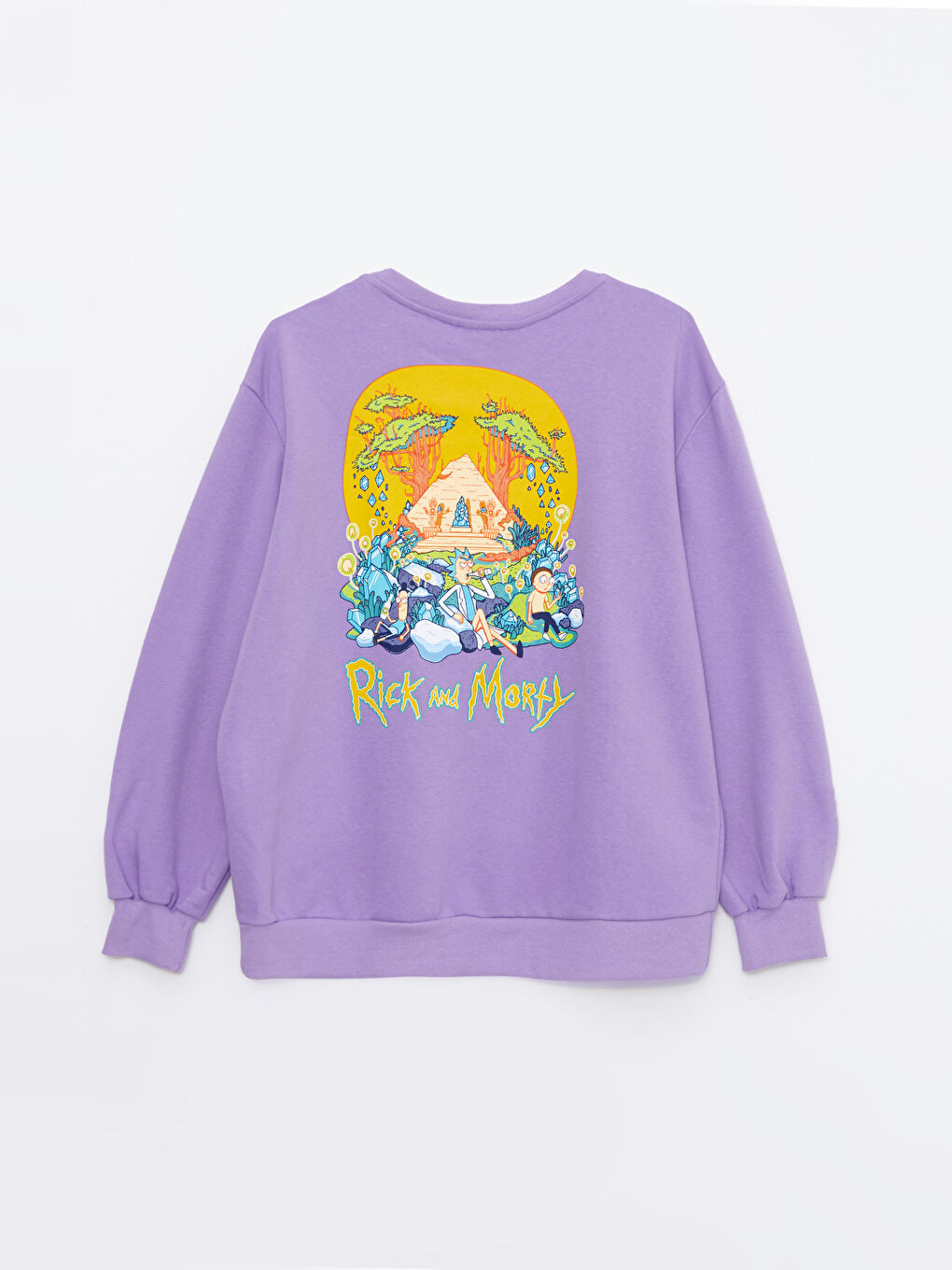 XSIDE Lila Bisiklet Yaka Rick and Morty Baskılı Uzun Kollu Kadın Sweatshirt - 6