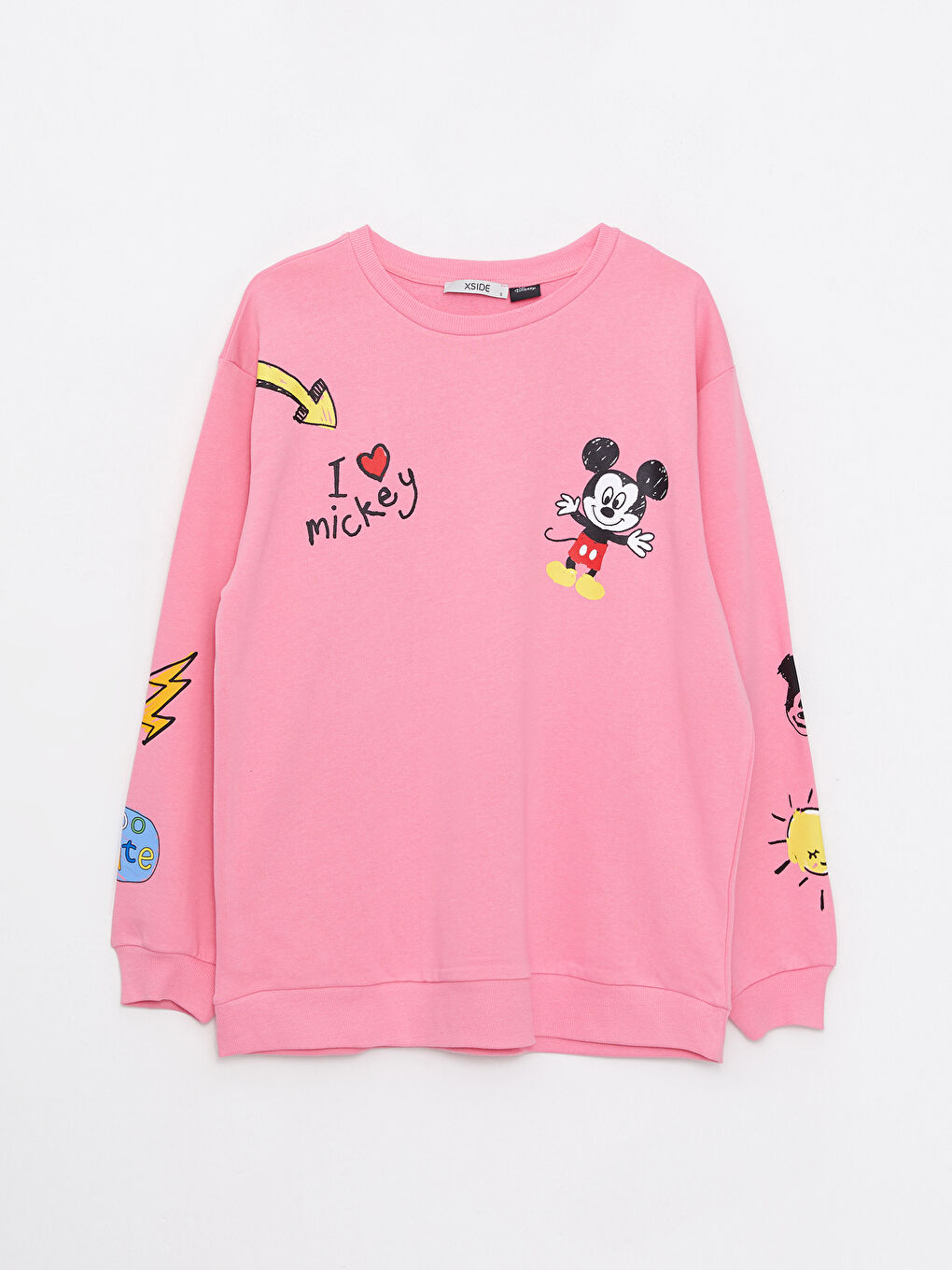 Hanorac cu Guler Rotund Imprimat Mickey Mouse cu Mânecă Lungă pentru Femei-5