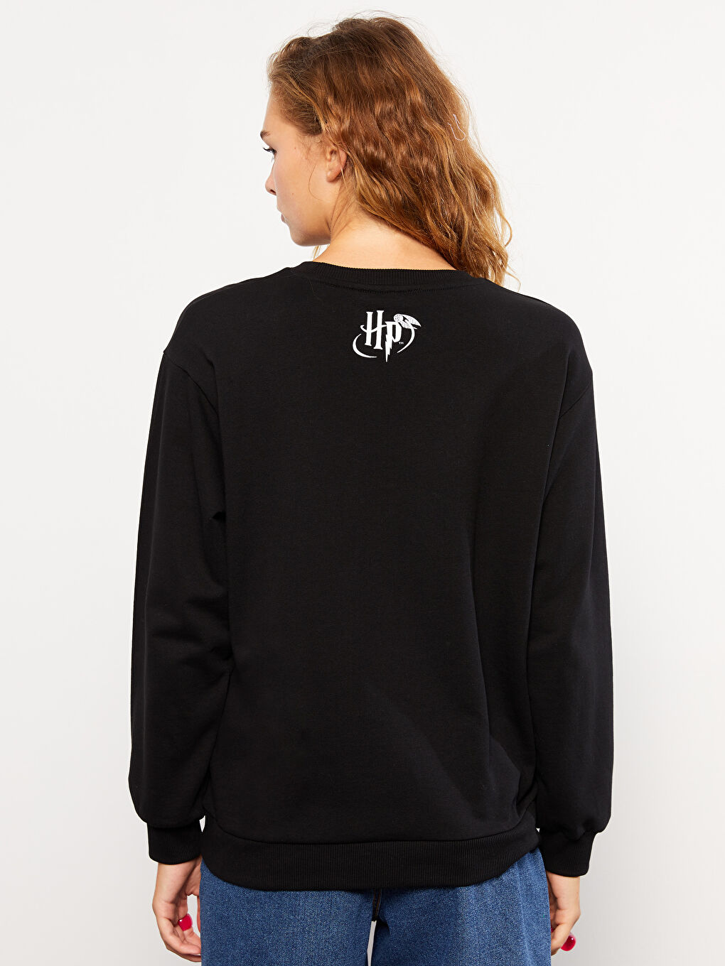 XSIDE Yeni Siyah Bisiklet Yaka Harry Potter Baskılı Uzun Kollu Kadın Sweatshirt - 3