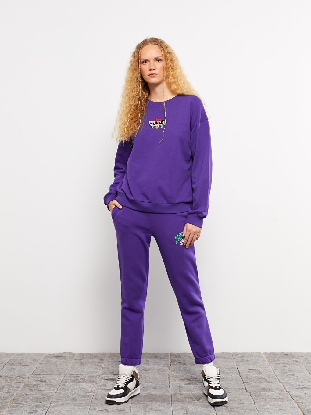 Crew Neck PowerPuff Girl Printed Long Sleeve Women's Sweatshirt -W2EU30Z8-S89