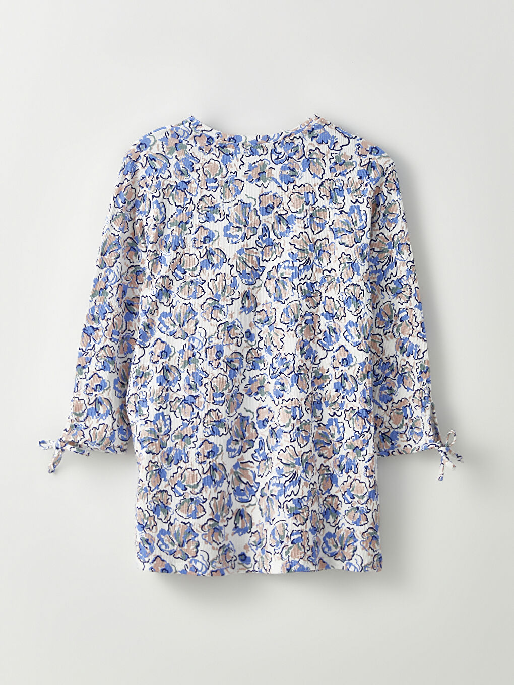 Ekru Bisiklet Yaka Desenli Kadın Bluz-6