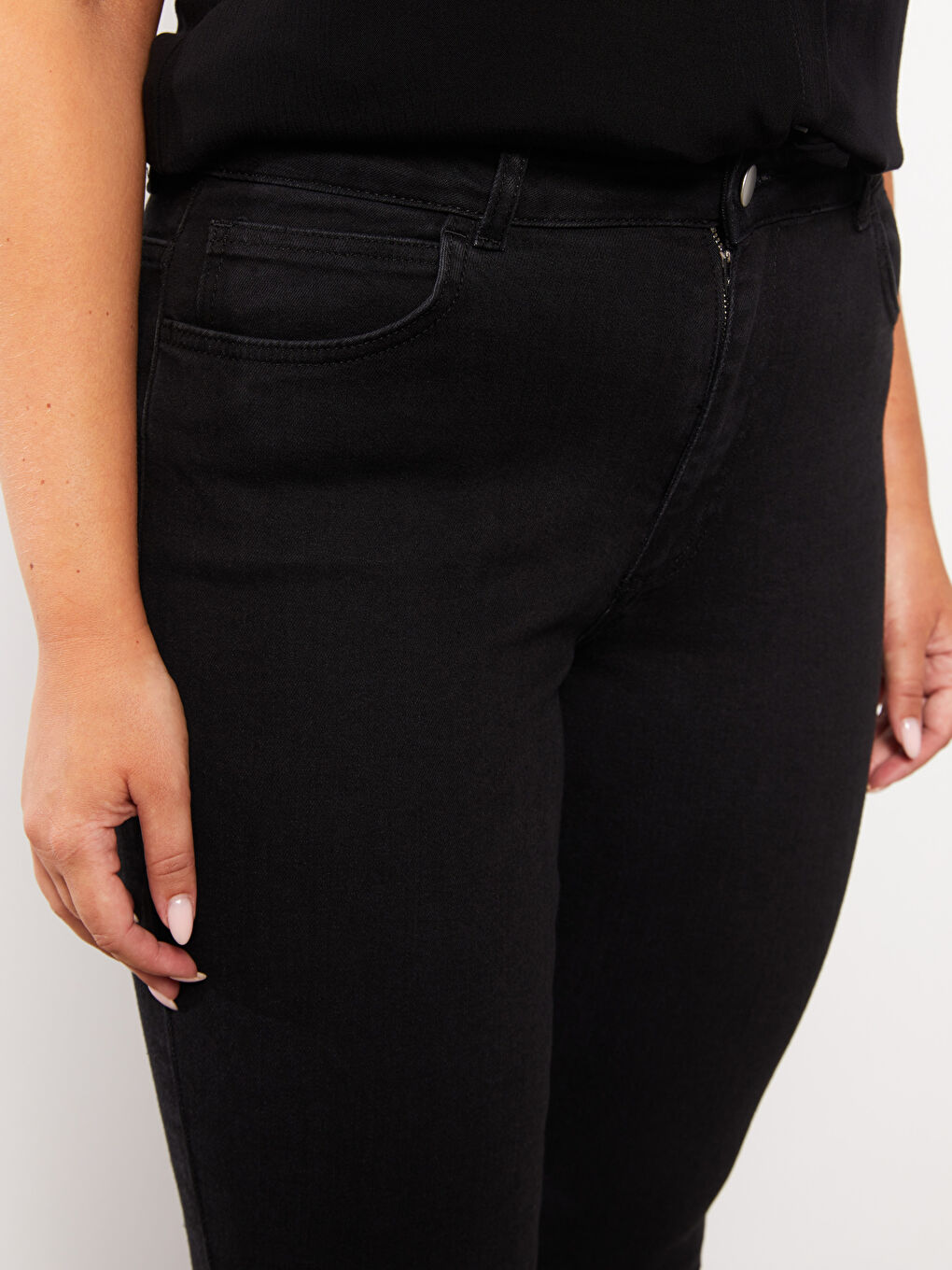 Siyah Büyük Beden Straight Fit Kadın Rodeo Jean Pantolon-2