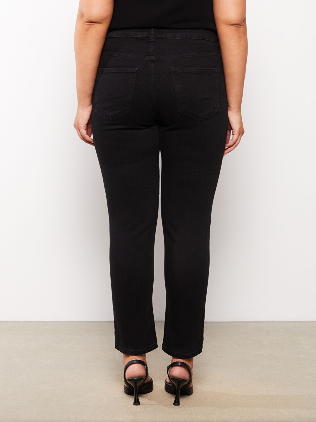 Siyah Büyük Beden Straight Fit Kadın Rodeo Jean Pantolon-4
