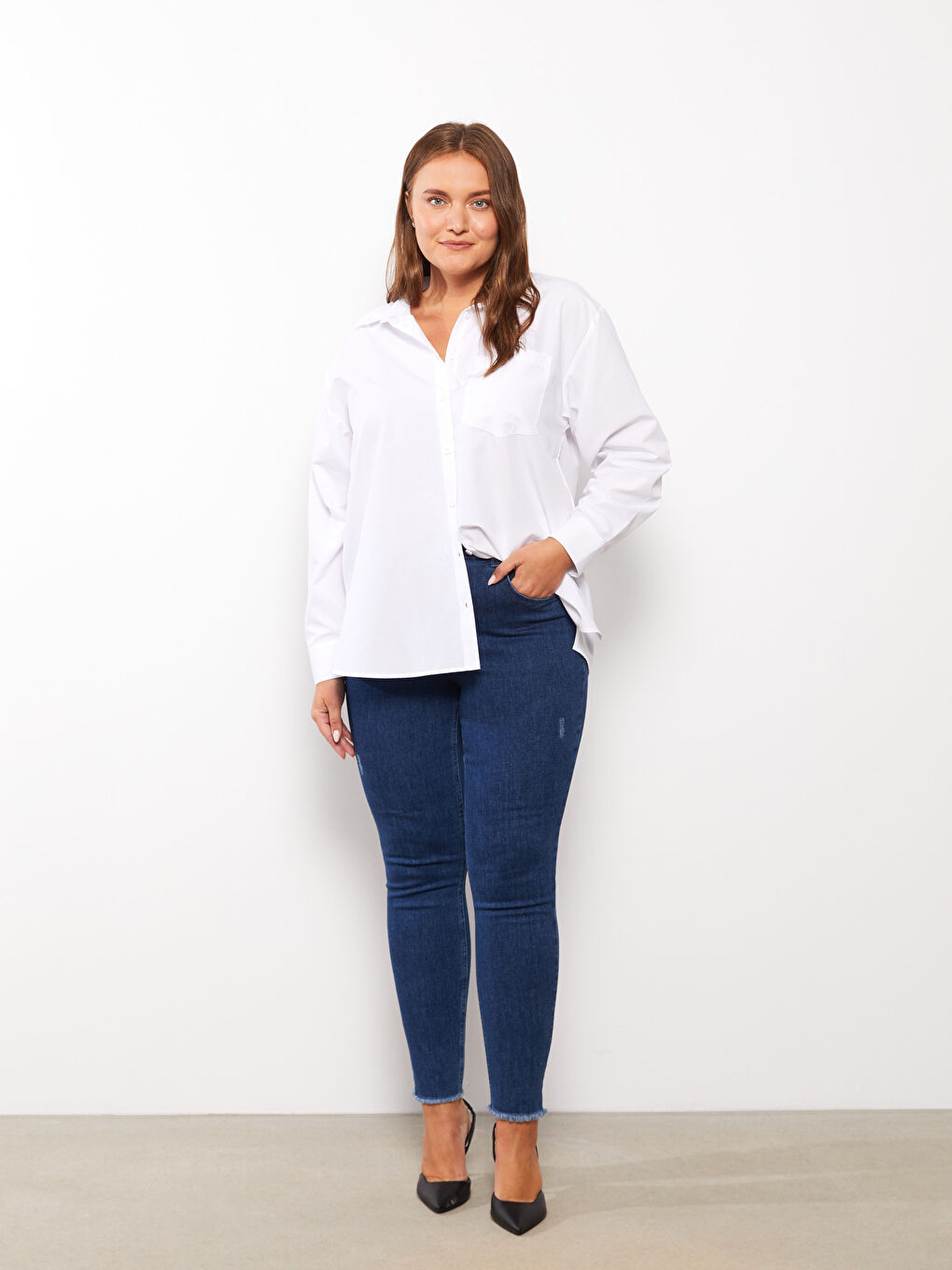 İndigo Kadın Büyük Beden Mercury Skinny Fit Düz Jean Pantolon