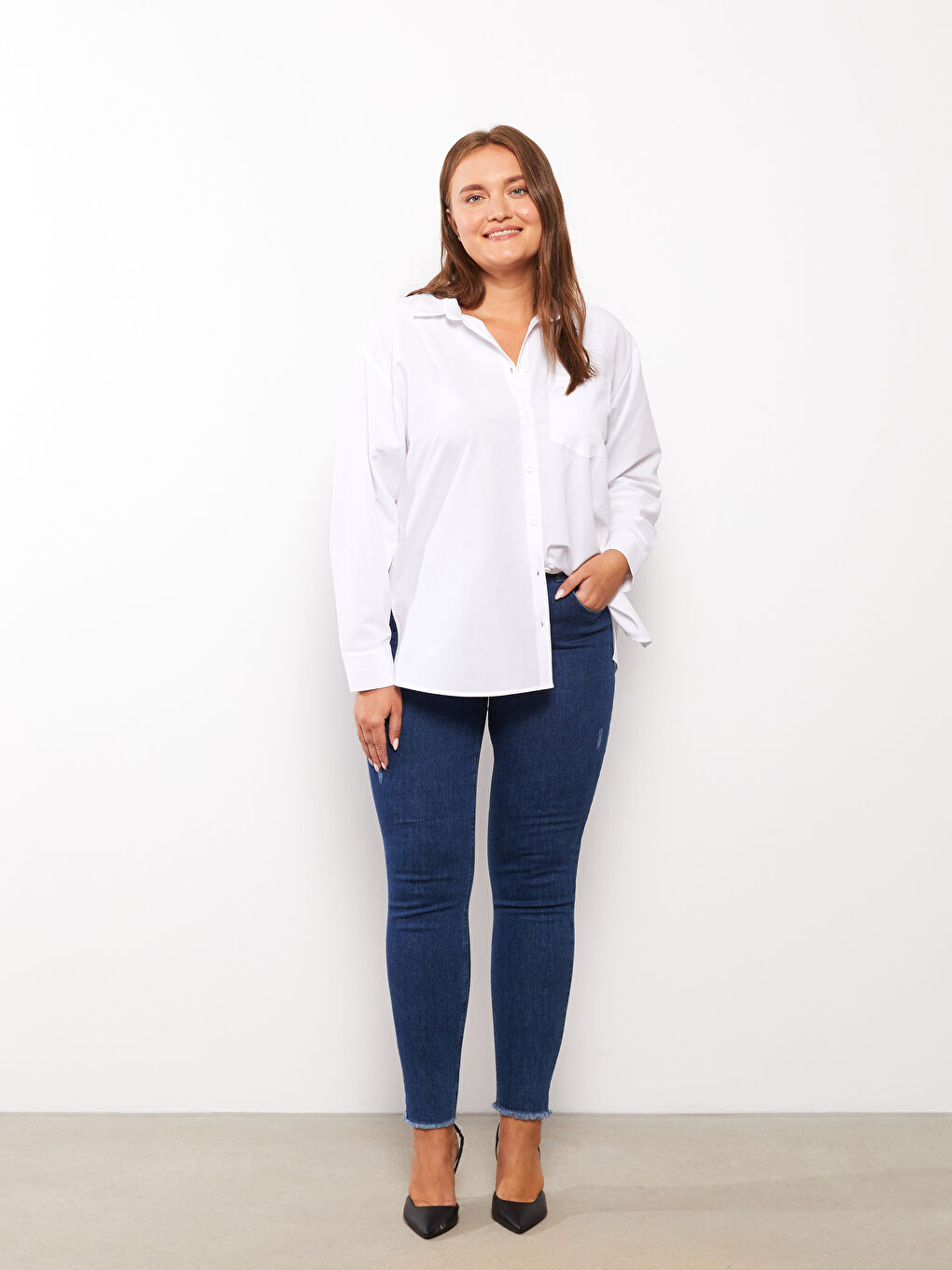 İndigo Kadın Büyük Beden Mercury Skinny Fit Düz Jean Pantolon-1