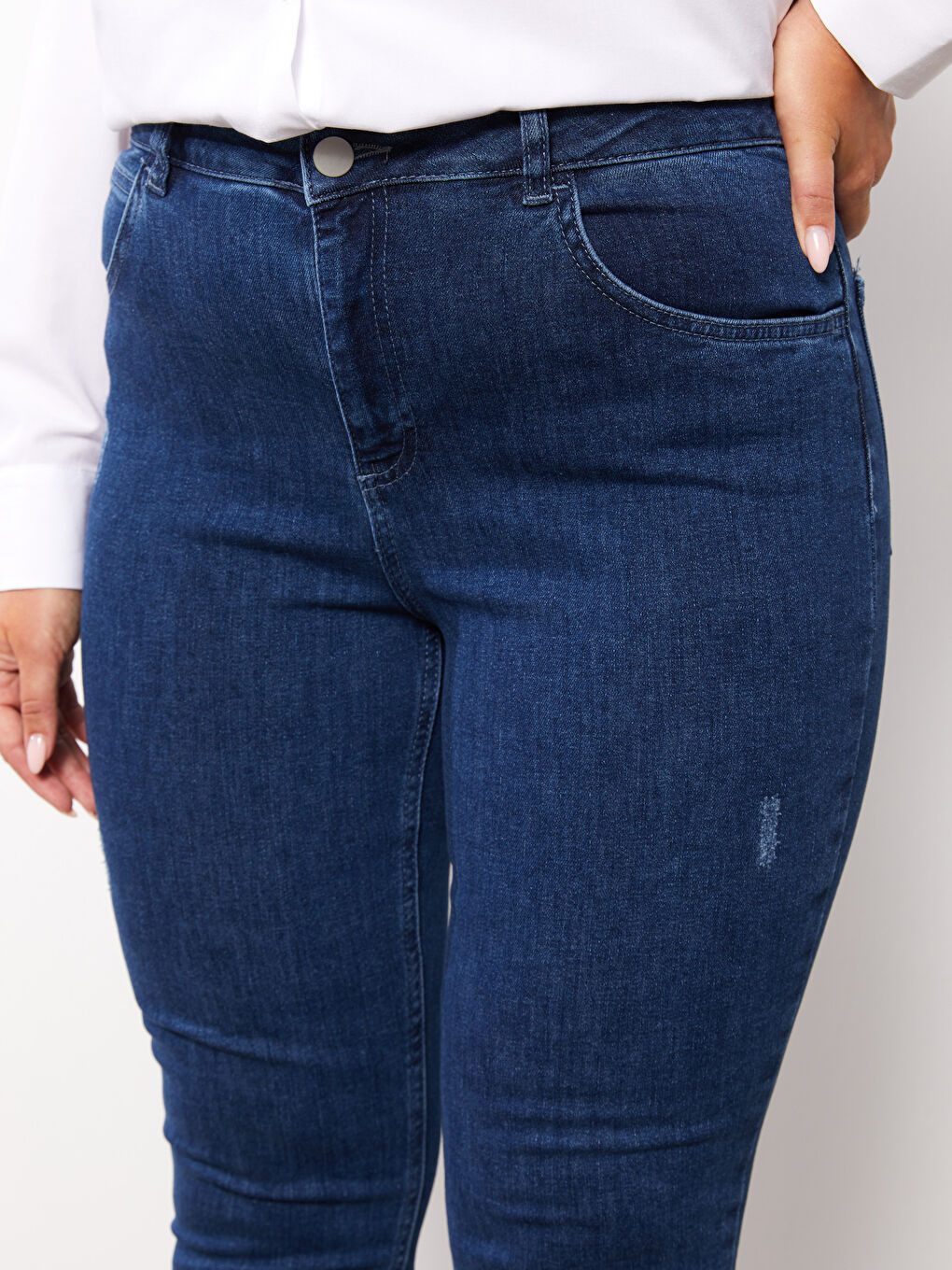 İndigo Kadın Büyük Beden Mercury Skinny Fit Düz Jean Pantolon-2