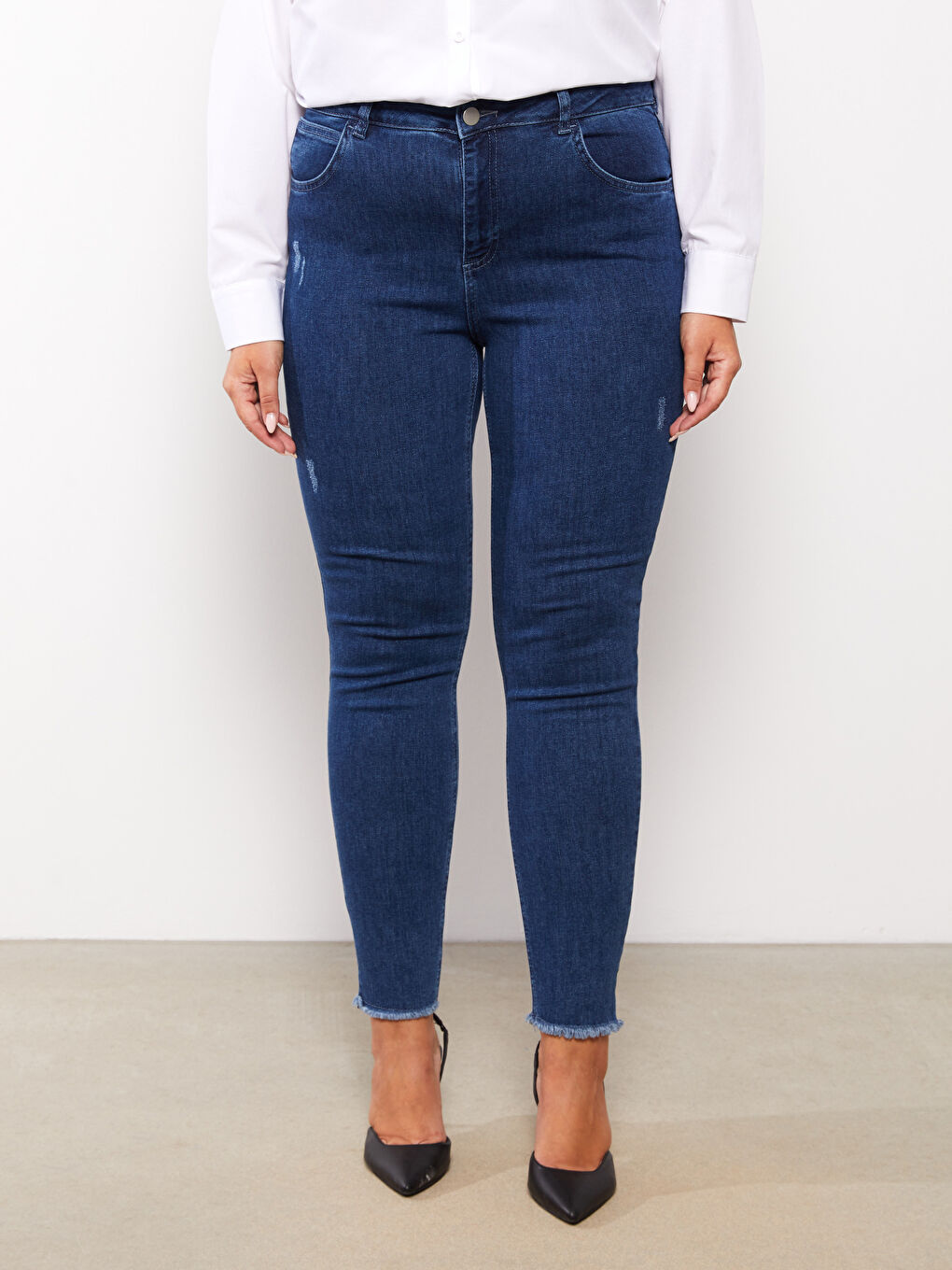 İndigo Kadın Büyük Beden Mercury Skinny Fit Düz Jean Pantolon-3