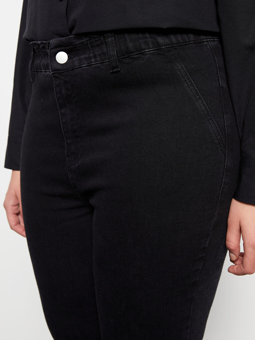 Antrasit Büyük Beden Mom Fit Düz Cep Detaylı Rodeo Kadın Jean Pantolon-4