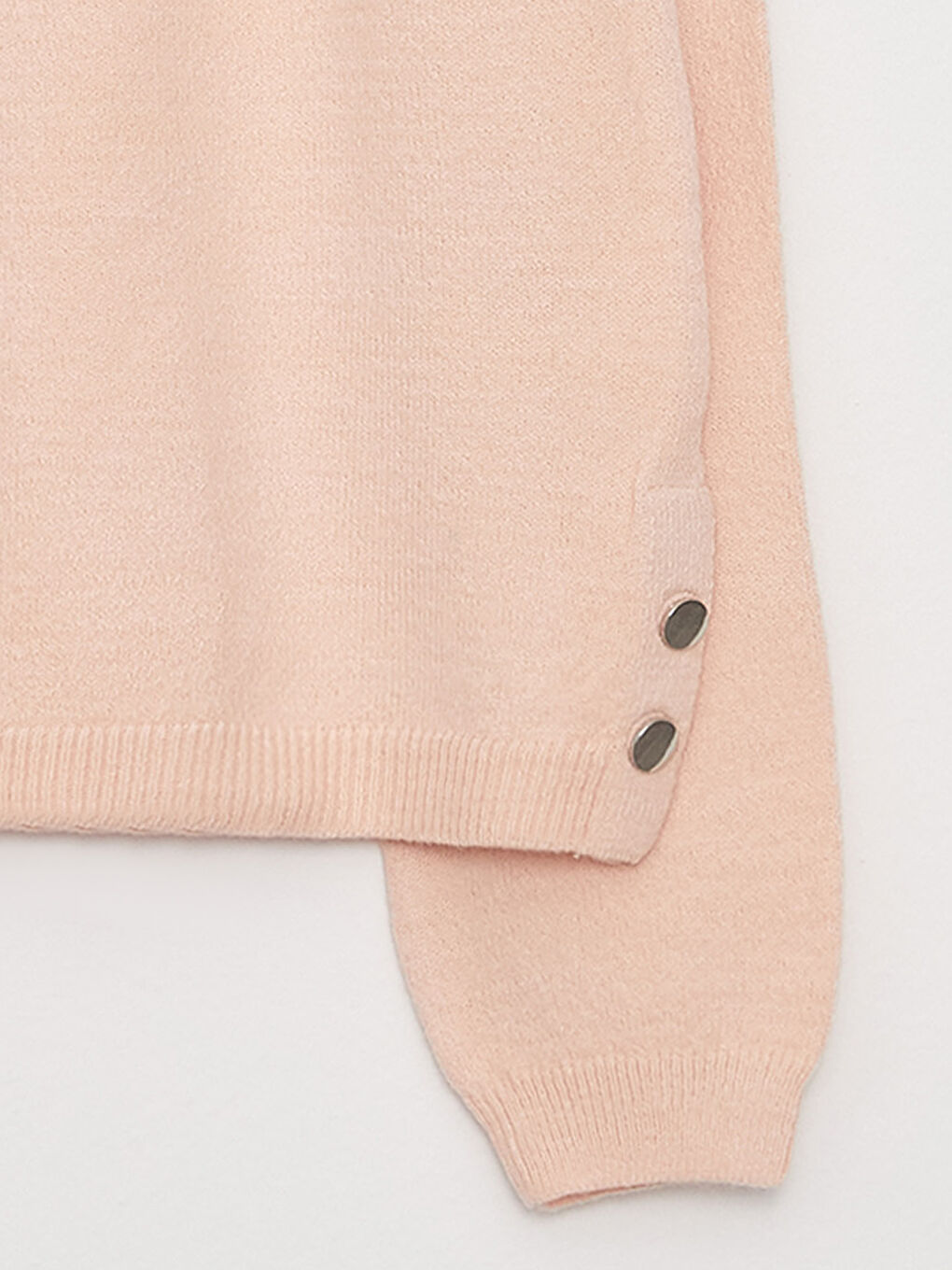 Pembe Bisiklet Yaka Kendinden Desenli Uzun Kollu Kız Çocuk Triko Kazak-3