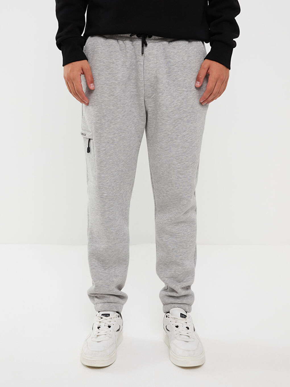 Gri Standart Kalıp Erkek Kalın Jogger Eşofman Altı-3