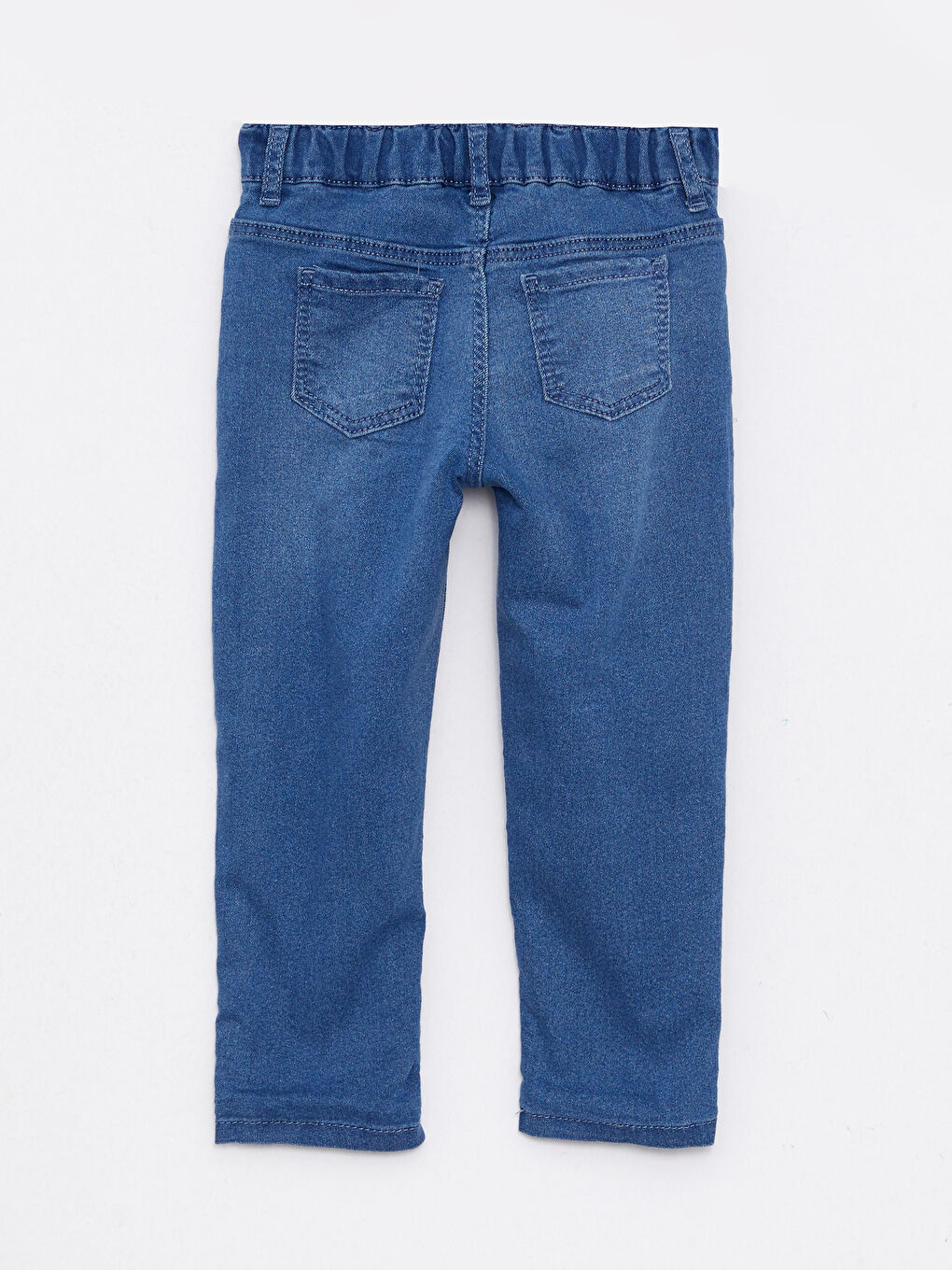 İndigo Beli Lastikli Basic Polar Astarlı Kız Bebek Jean Pantolon-2